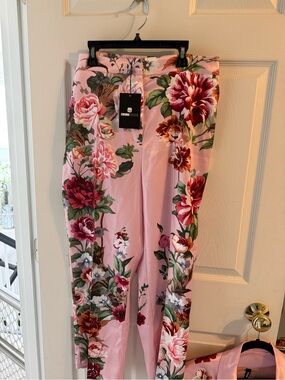STYLEWE Pink Floral Split-Joint Straight Pants